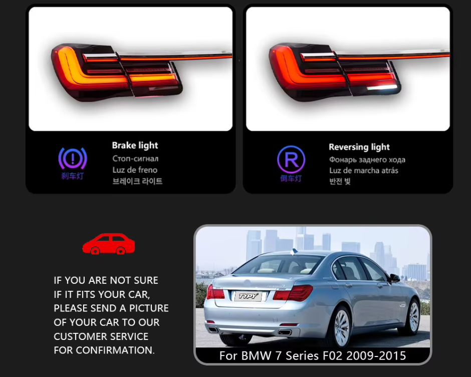 TYPY LED DRL Lightbar BMW 7 Series 2009-2015 F01 F02 Upgraded To G12 Style Dynamic Sequential Rear Lights Tail Lamps LHD