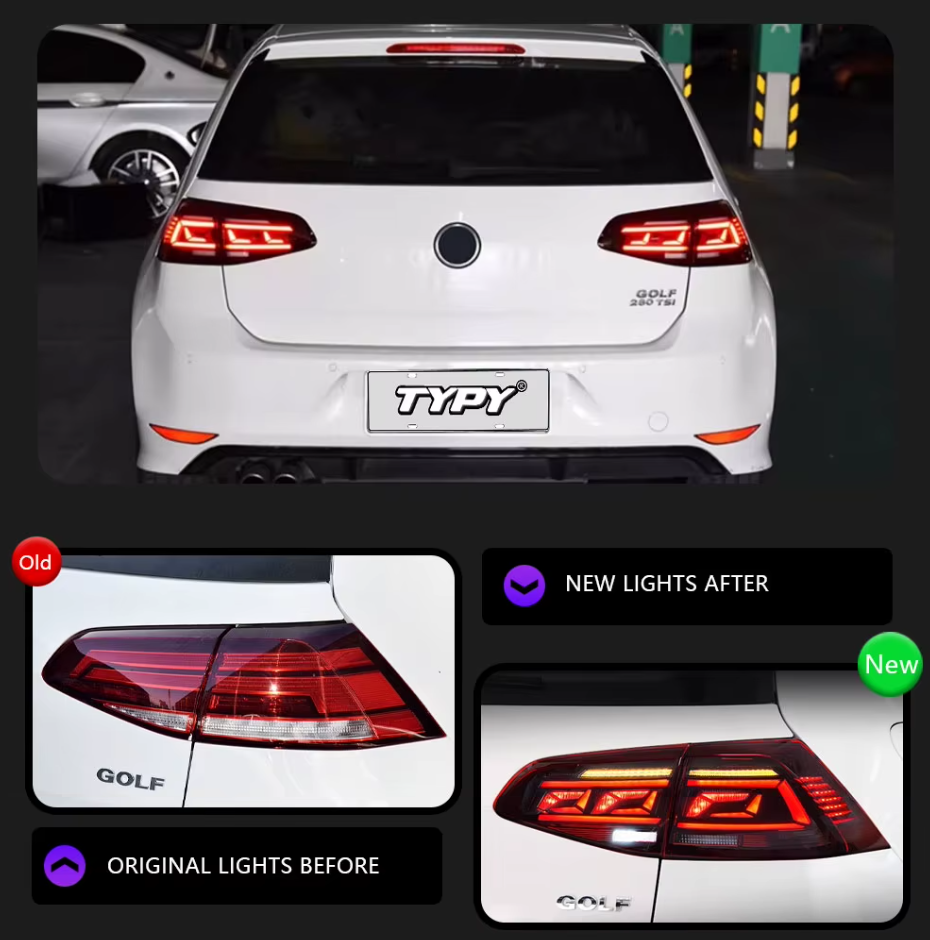 TYPY LED DRL Lightbar VW Golf 7 7.5 Taillight 2013-2020 Dynamic Sequential Rear Lights Tail Lamps LHD