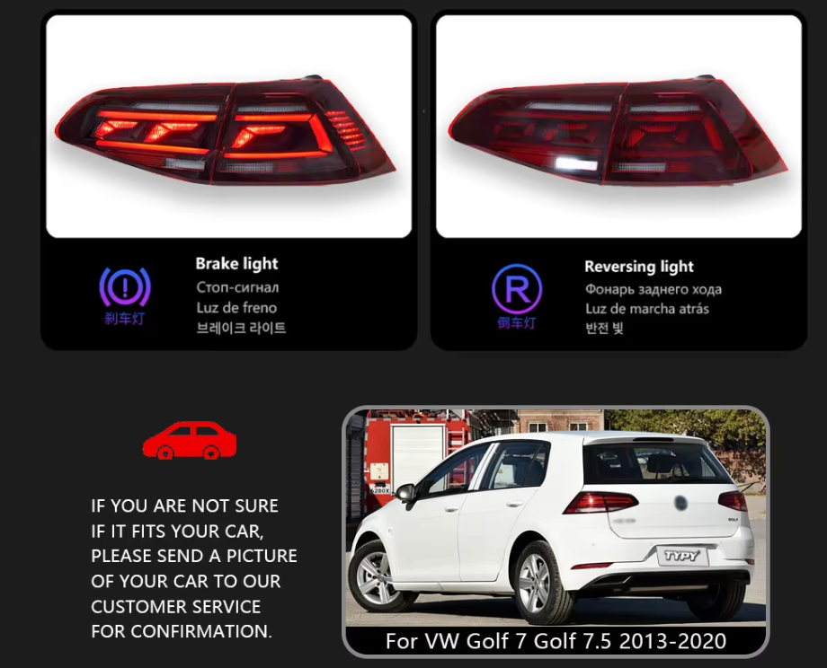 TYPY LED DRL Lightbar VW Golf 7 7.5 Taillight 2013-2020 Dynamic Sequential Rear Lights Tail Lamps LHD