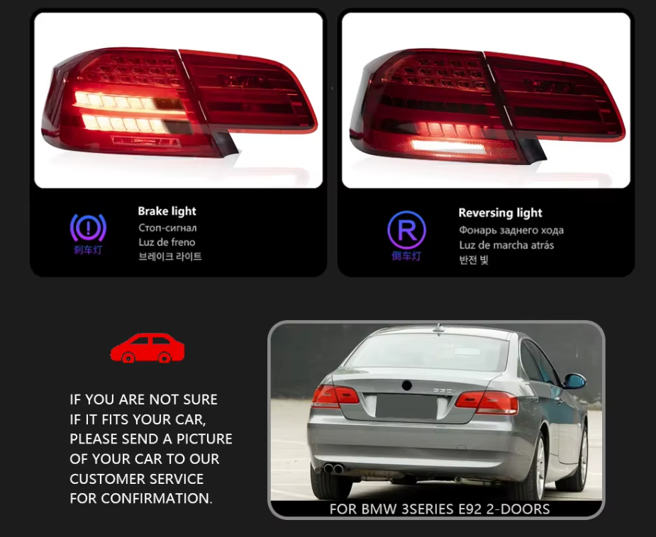 TYPY LED DRL BMW M3 E92 2006-2013 Tail Light 330i 335i Lightbar Dynamic Sequential Rear Lights Tail Lamps LHD