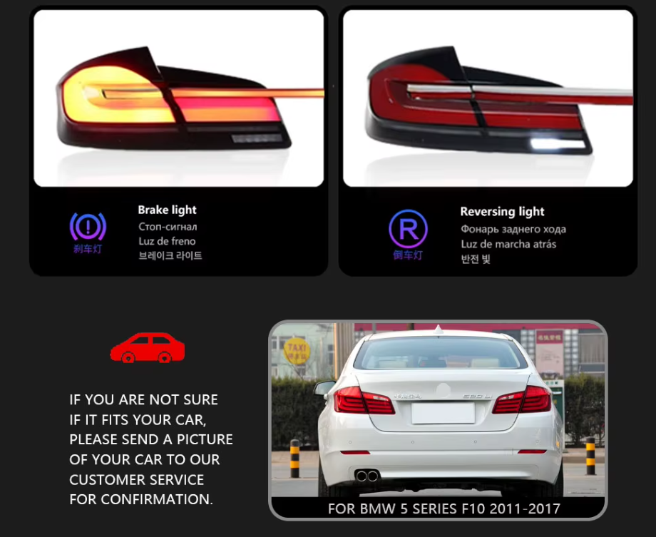 TYPY LED DRL BMW 5 Series F10 Taillights 2011-2017 Lightbar Dynamic Sequential Rear Lights Tail Lamps LHD
