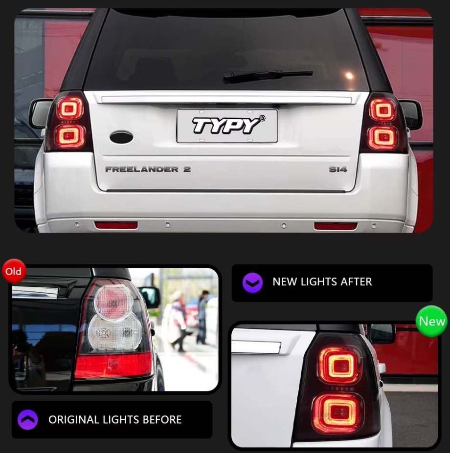 TYPY LED DRL Land Rover Freelander 2 2007-2015 Taillights Lightbar Dynamic Sequential Rear Lights Tail Lamps LHD