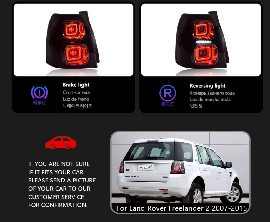 TYPY LED DRL Land Rover Freelander 2 2007-2015 Taillights Lightbar Dynamic Sequential Rear Lights Tail Lamps LHD