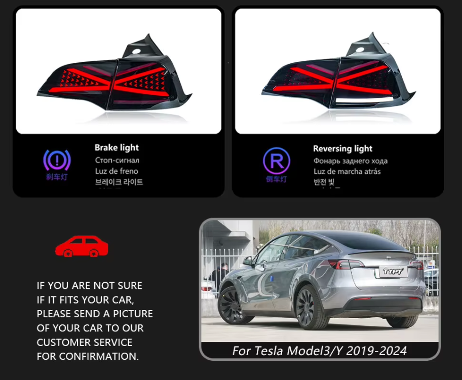 TYPY LED DRL Tesla Model 3 / Y 2016-2022 Taillights Lightbar Dynamic Sequential Rear Lights Tail Lamps LHD