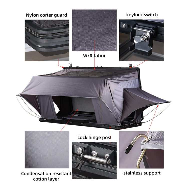 WEIER Vehicle Car Rooftop Tent - For Car / RV / Pickup / Van / Camper / 4x4 + Ladder + 7cm Mattress + Light + Shoe Bag