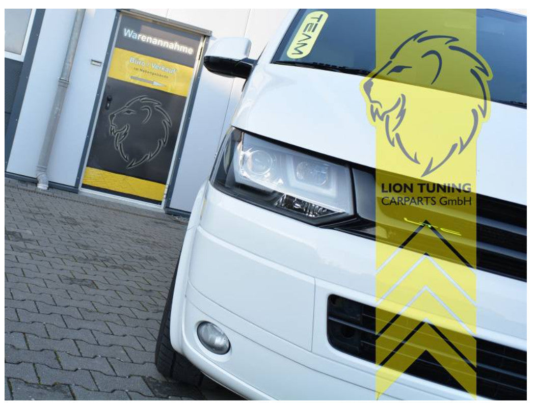 LT LED DRL Halo Angel Eye Headlights VW T5 Bus Facelift U-Tube black LHD