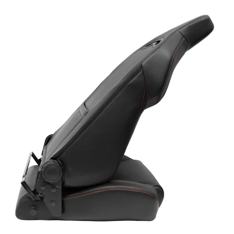 ATST x1 Universal Car Van Camper Sim Bucket Seat Black Synth Leather Red Stitch