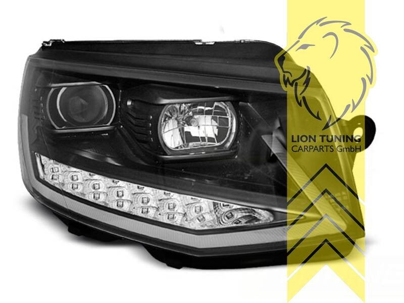 LT Pair LED DRL Headlights VW T6 Bus Transporter Multivan H11 / H1 black 15+ LHD