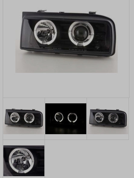 FK LED DRL Angel Eye Halo Ring Headlights VW Corrado 53i 87-95 Black LHD