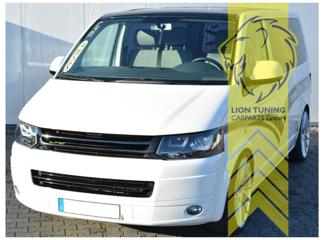 LT LED DRL Halo Angel Eye Headlights VW T5 Bus Facelift U-Tube black LHD