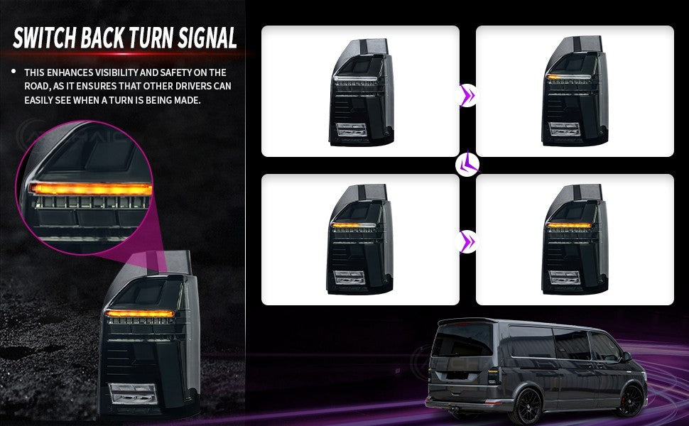 AC Pair Seq LED DRL Rear lights Tail VW Van Bus Carav Transporter T6 16-19