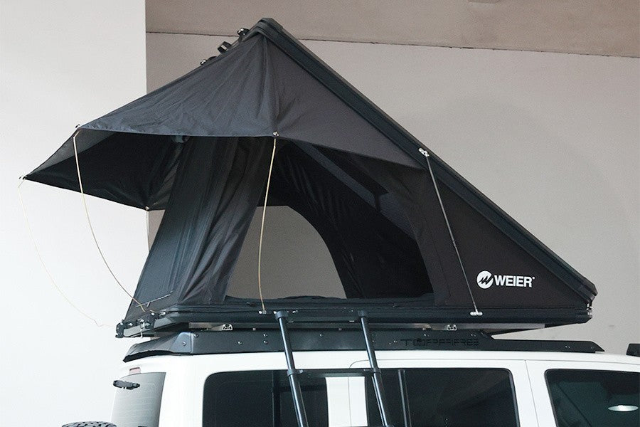 WEIER Aluminum Clamshell Hard Shell Triangle Roof Top Tent 2P + Mattress Ladder