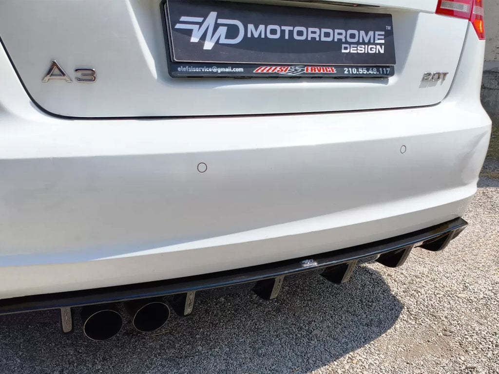 Motordrome Design Rear Bumper Diffuser Audi A3 8P Sportback 08-12 Gloss Black