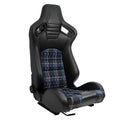 ATS GT x1 Universal Recline Sports Bucket Seat Plaid Check Edition Black & Blue