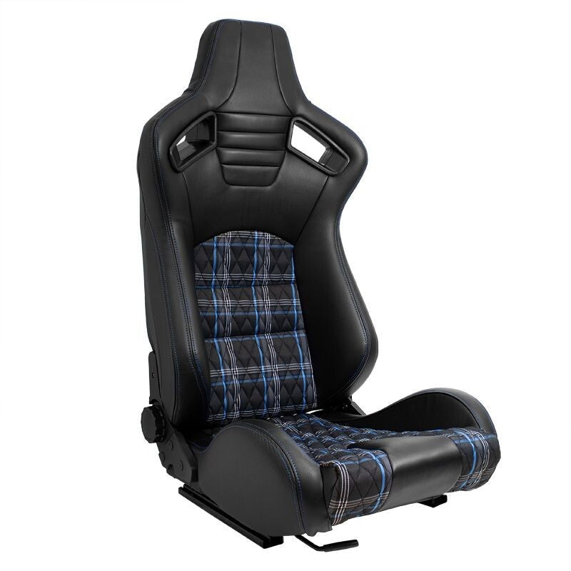 ATS GT x1 Universal Recline Sports Bucket Seat Plaid Check Edition Black & Blue
