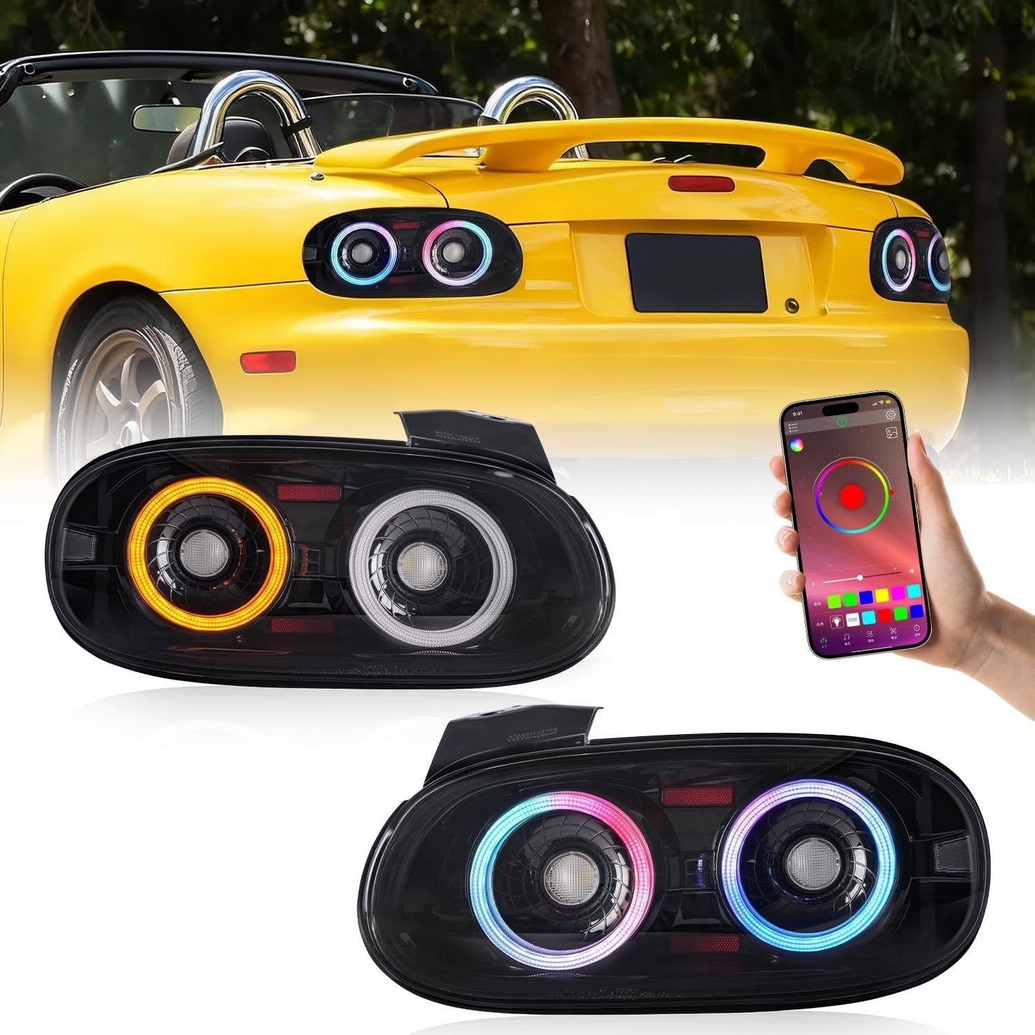 AC Pair RGB LED DRL Rear lights Tail Lamps Mazda MX5 Miata 98-05 NB NBFL 2 2.5