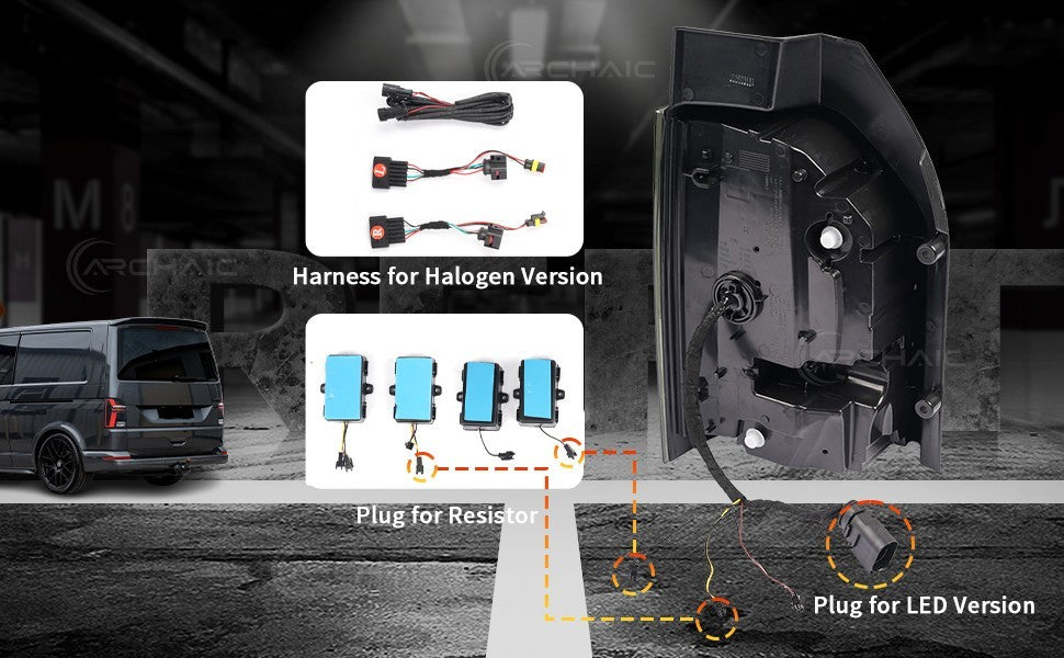 AC Pair Seq LED DRL Rear lights Tail VW Van Bus Carav Transporter T6 16-19