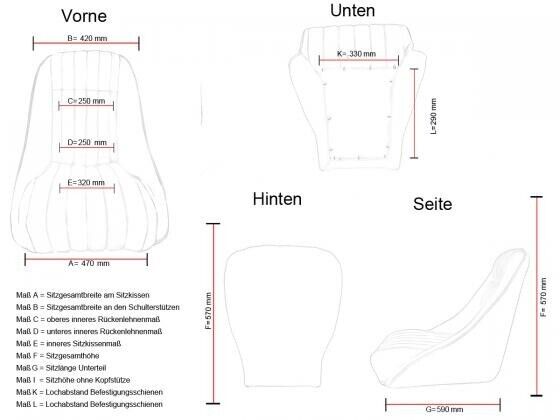 FK Pair Classic Retro Kit Car Bucket Sports Seats - Beige Ivory Cream + slides