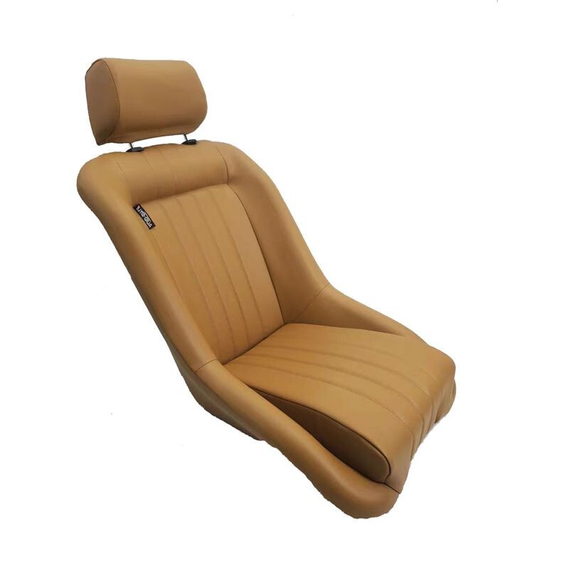 AS x2 Univ Classic Car Retro Kit Sports Fixed Back Bucket Seats Beige inc slides