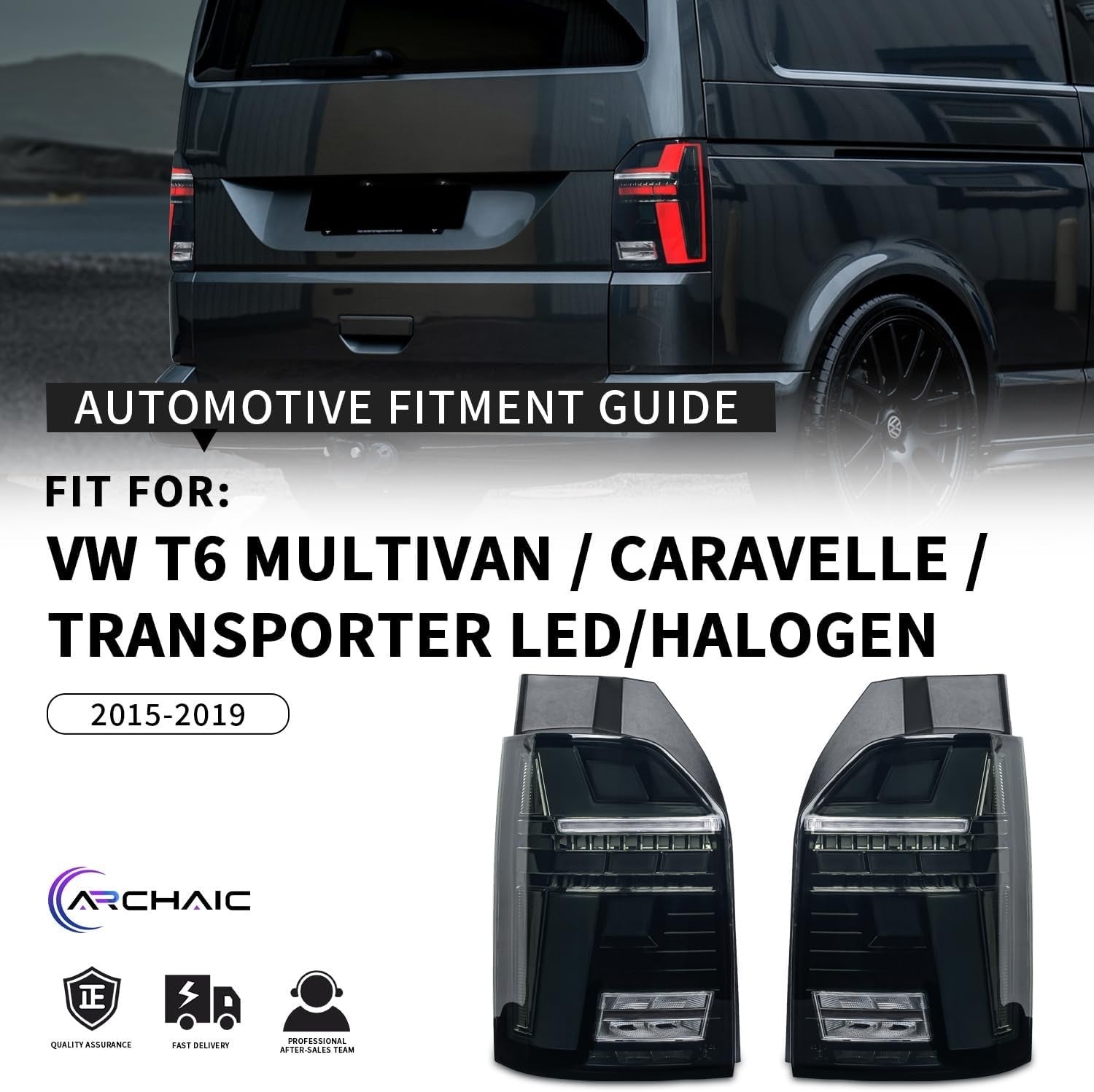 AC Pair Seq LED DRL Rear lights Tail VW Van Bus Carav Transporter T6 16-19