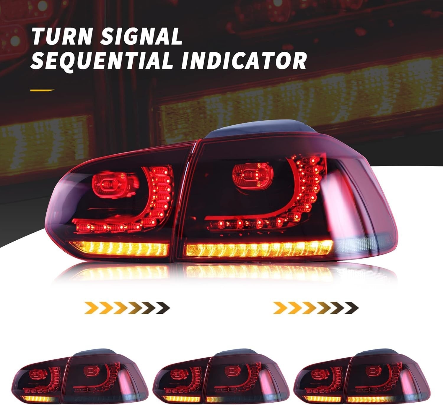 VLD Pair LED SEQ Rear Lights Tail Lamps VW Golf MK6 6 TSI TDI GTD R 08-13 RHD