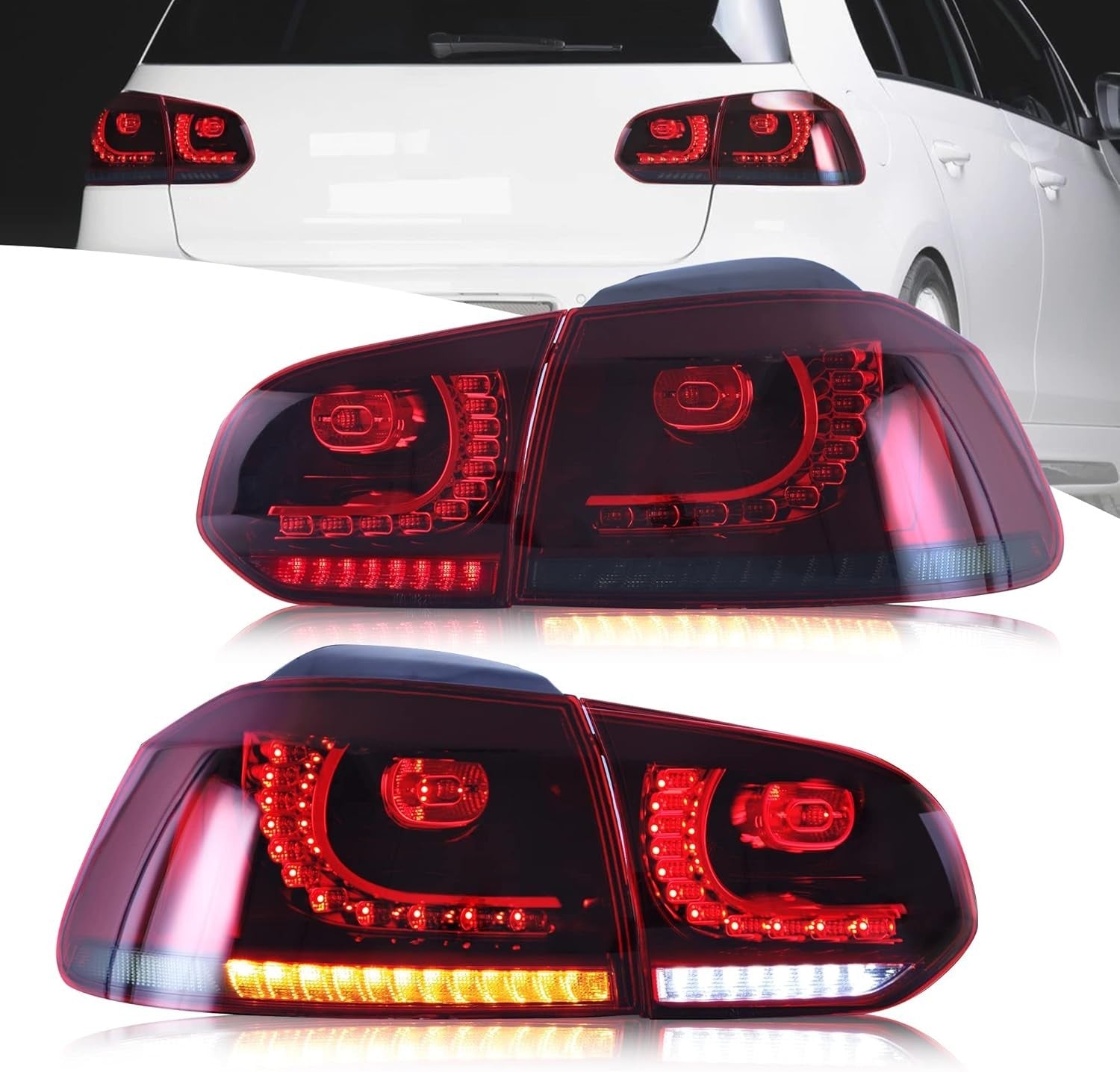 VLD Pair LED SEQ Rear Lights Tail Lamps VW Golf MK6 6 TSI TDI GTD R 08-13 RHD