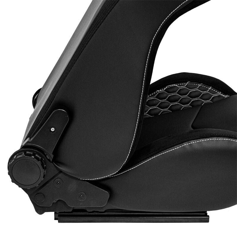 ATS x1 Universal Pair Sports Recline Bucket Seat Black Silver Stitch + runners