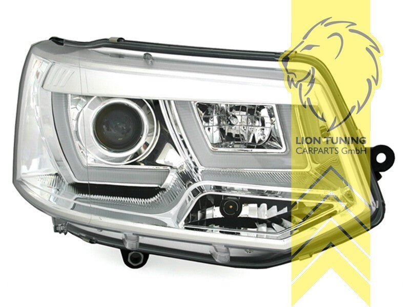LT Pair LED DRL Headlights VW T5 Facelift T5.1 Bus 09-15 U-Tube chrome LHD