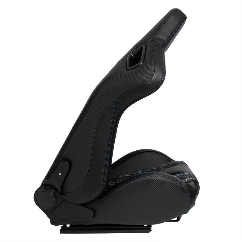 ATS GT x1 Universal Recline Sports Bucket Seat Plaid Check Edition Black & Blue