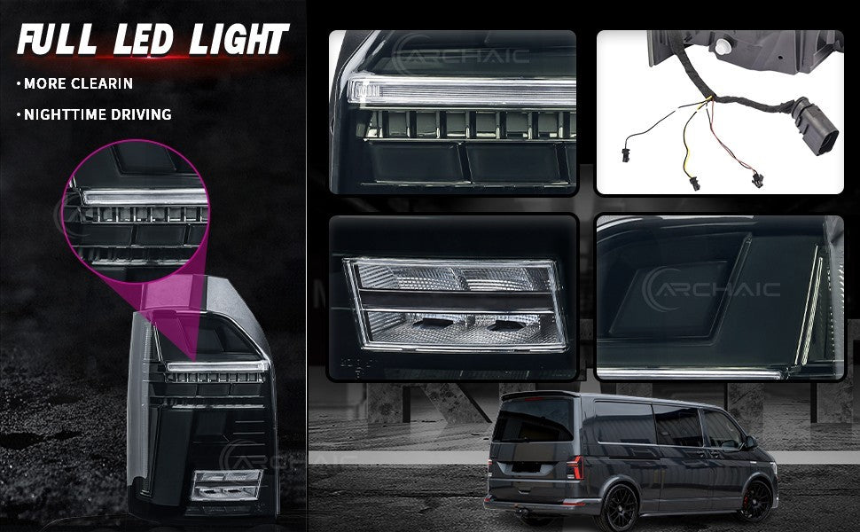AC Pair Seq LED DRL Rear lights Tail VW Van Bus Carav Transporter T6 16-19