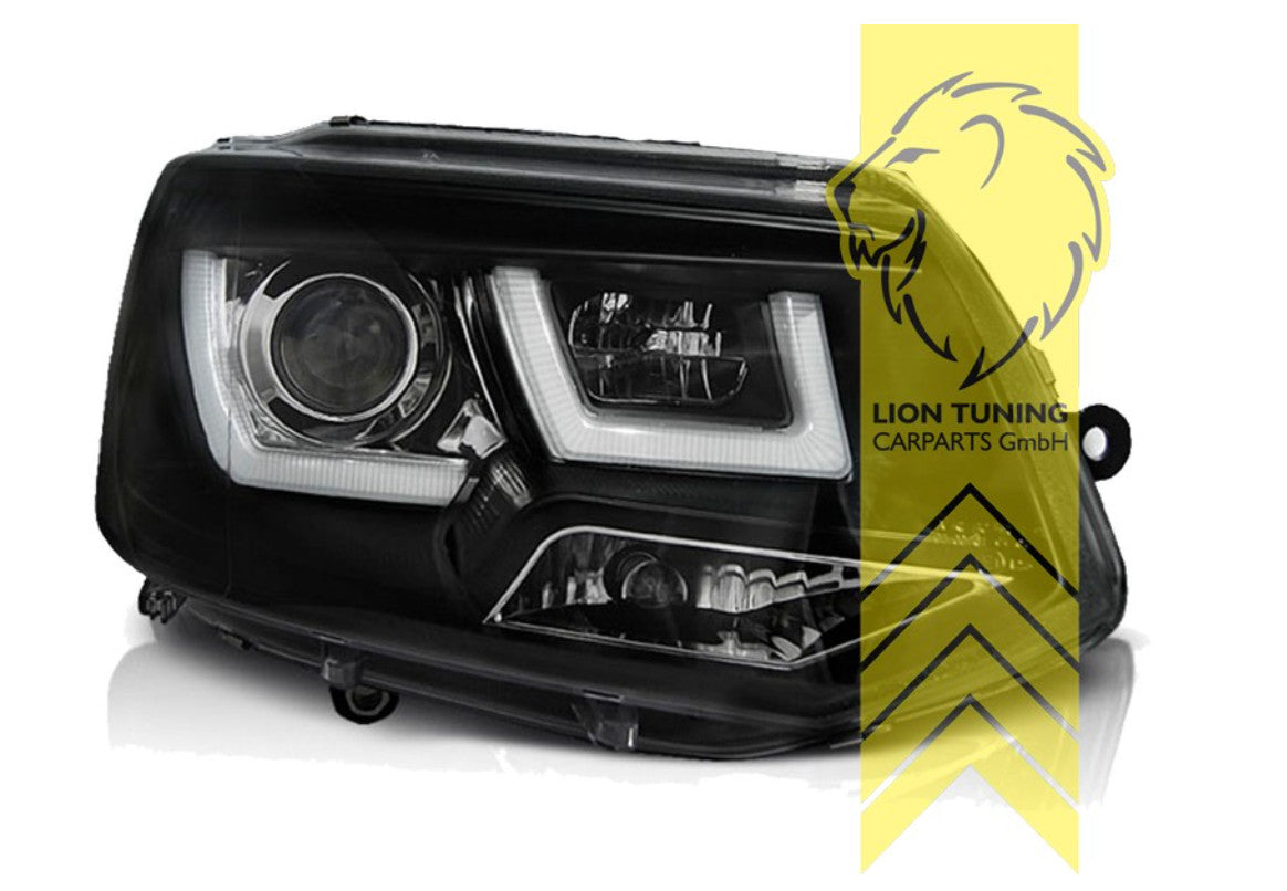LT LED DRL Halo Angel Eye Headlights VW T5 Bus Facelift U-Tube black LHD