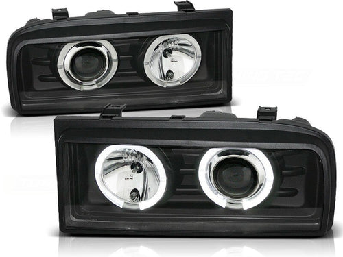 FK LED DRL Angel Eye Halo Ring Headlights VW Corrado 53i 87-95 Black LHD