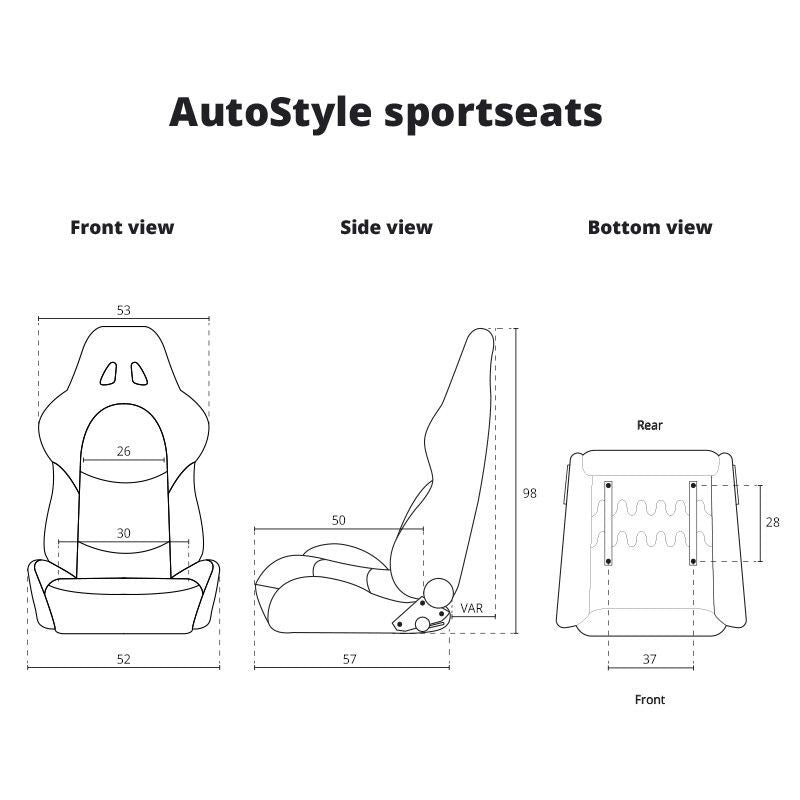 ATS x1 Universal Pair Sports Recline Bucket Seat Black Silver Stitch + runners