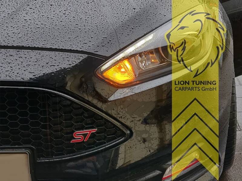 LT Pair LED DRL Lightbar Headlights Ford Focus 3 MK3 15-18 Facelift black LHD