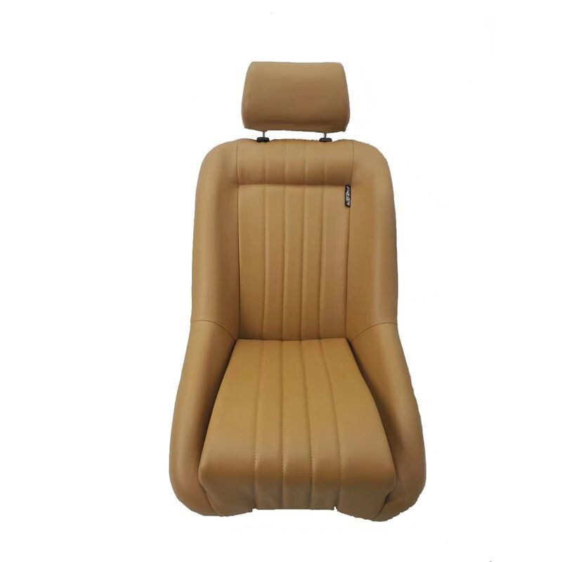 AS x2 Univ Classic Car Retro Kit Sports Fixed Back Bucket Seats Beige inc slides