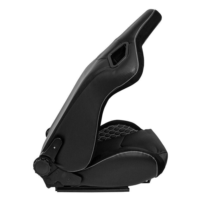 ATS x1 Universal Pair Sports Recline Bucket Seat Black Silver Stitch + runners