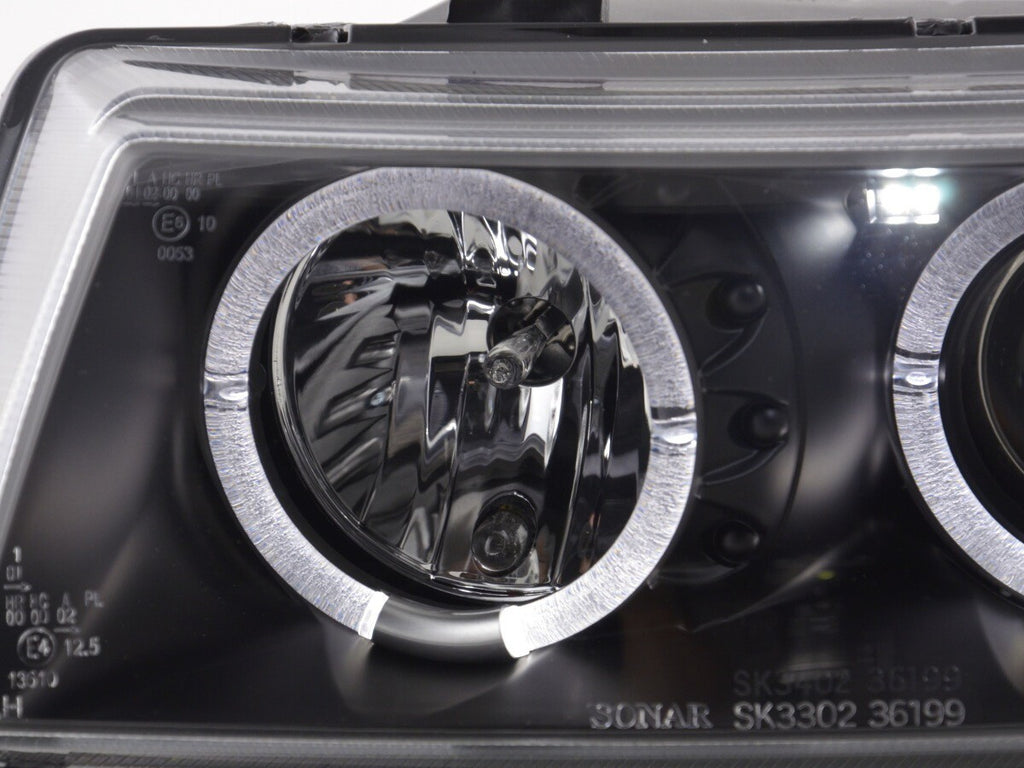 FK LED DRL Lightbar Halo Ring Headlights Seat Leon / Toledo 1M 97-05 black LHD