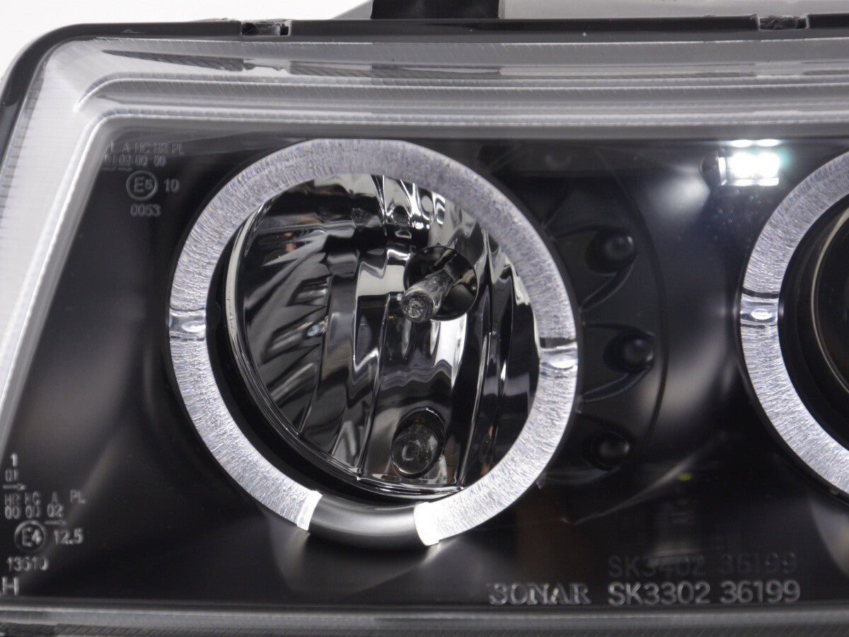 FK LED DRL Lightbar Halo Ring Headlights Seat Leon / Toledo 1M 97-05 black LHD