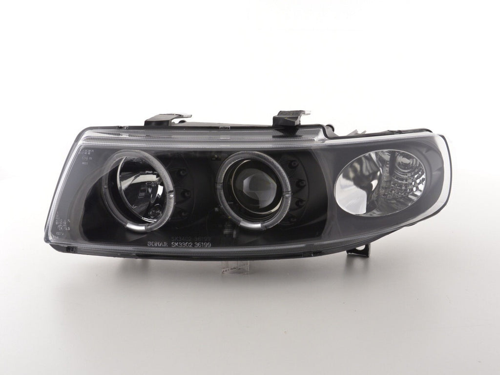 FK LED DRL Lightbar Halo Ring Headlights Seat Leon / Toledo 1M 97-05 black LHD