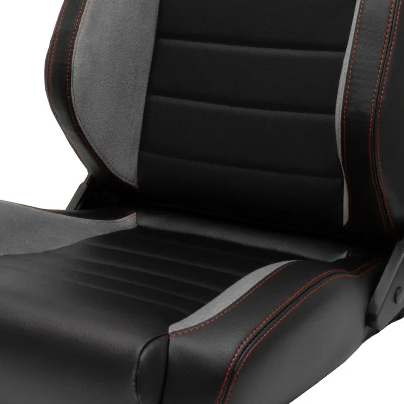 ATST x1 Universal Car Van Camper Sim Bucket Seat Black Synth Leather Grey Suede