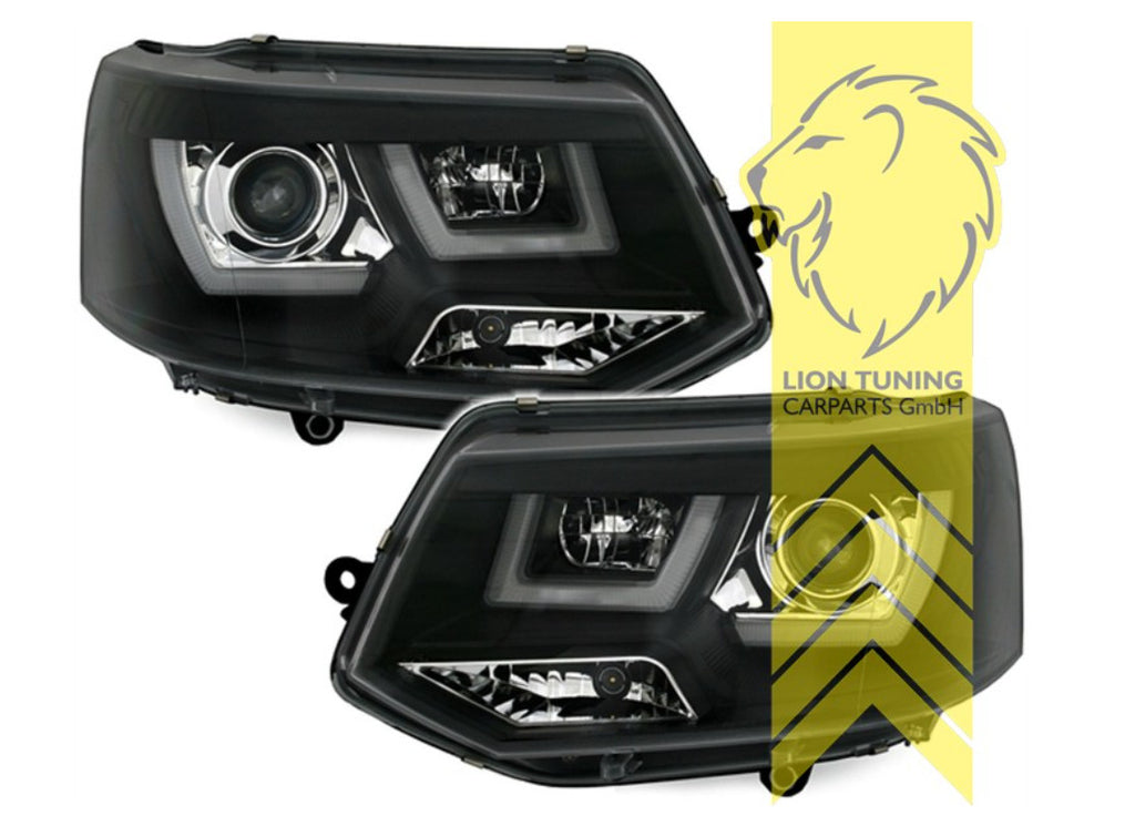 LT LED DRL Halo Angel Eye Headlights VW T5 Bus Facelift U-Tube black LHD