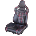 Simoni Racing Universal Plaid Check Tartan GTI Jackie x1 Bucket Seat Black & Red