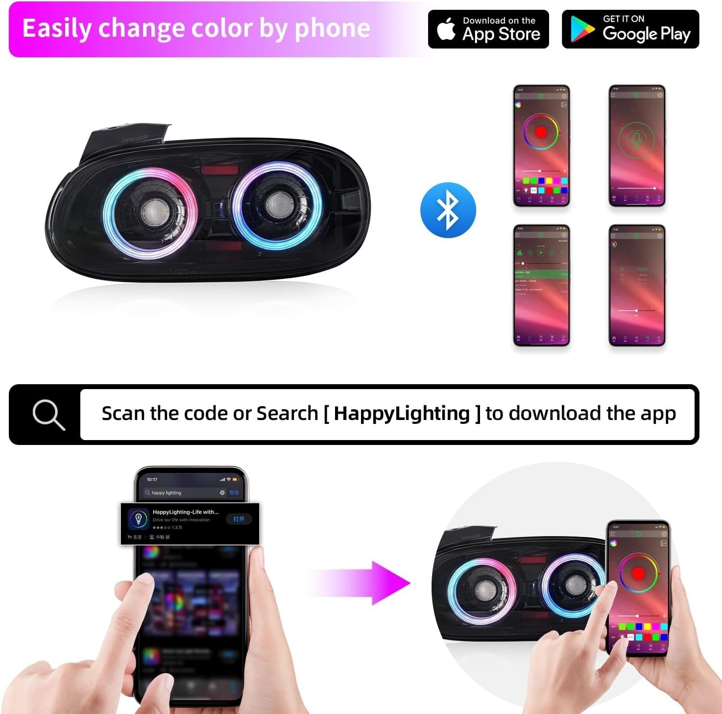 AC Pair RGB LED DRL Rear lights Tail Lamps Mazda MX5 Miata 98-05 NB NBFL 2 2.5