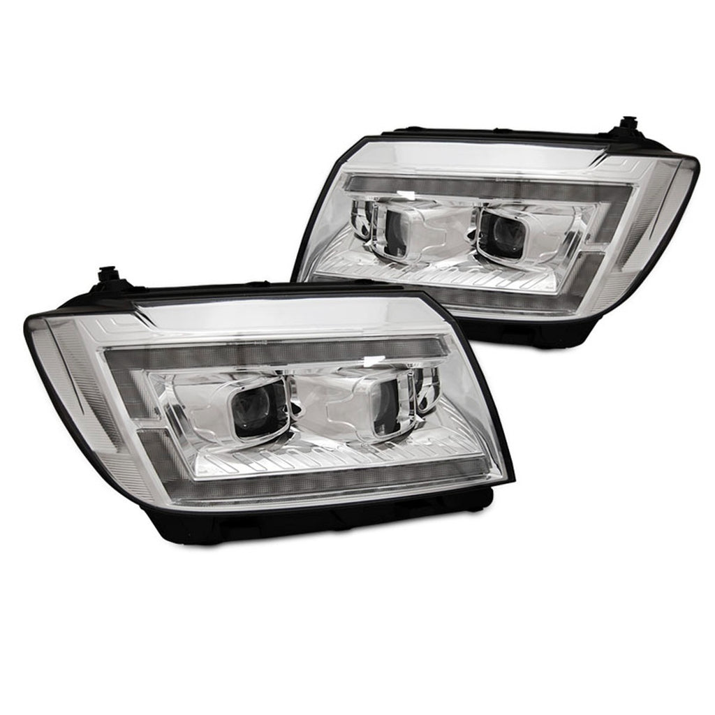 AMCP Pair LED DRL Headlights SEQ VW CRAFTER 2 II SY SX 2016+ Chrome LHD