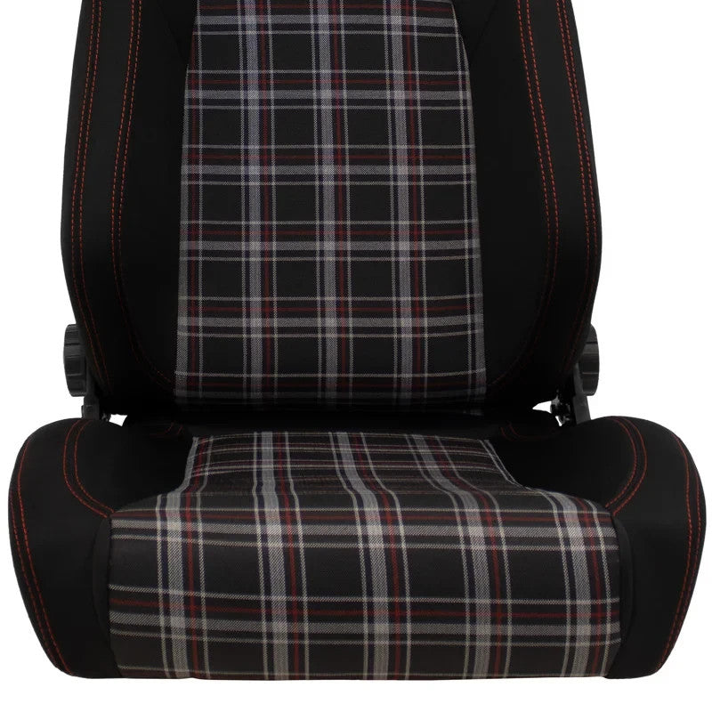 ATST x1 Universal Car Van Camper Sim Bucket Seat Black Red Check Tartan Plaid