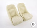 FK Pair Classic Retro Kit Car Bucket Sports Seats - Beige Ivory Cream + slides