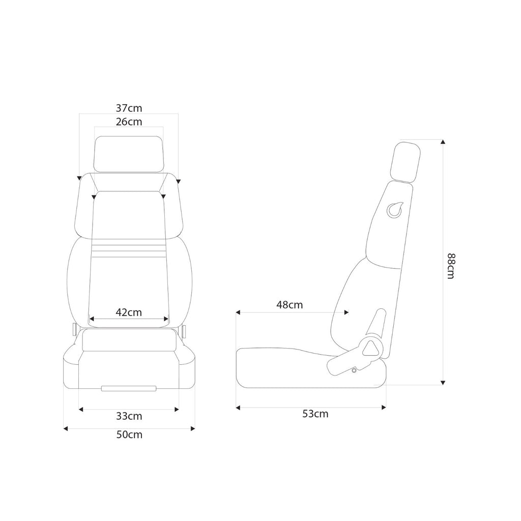 Simoni Racing Classic Sports Black Retro Universal  x1 Bucket Seat + slides