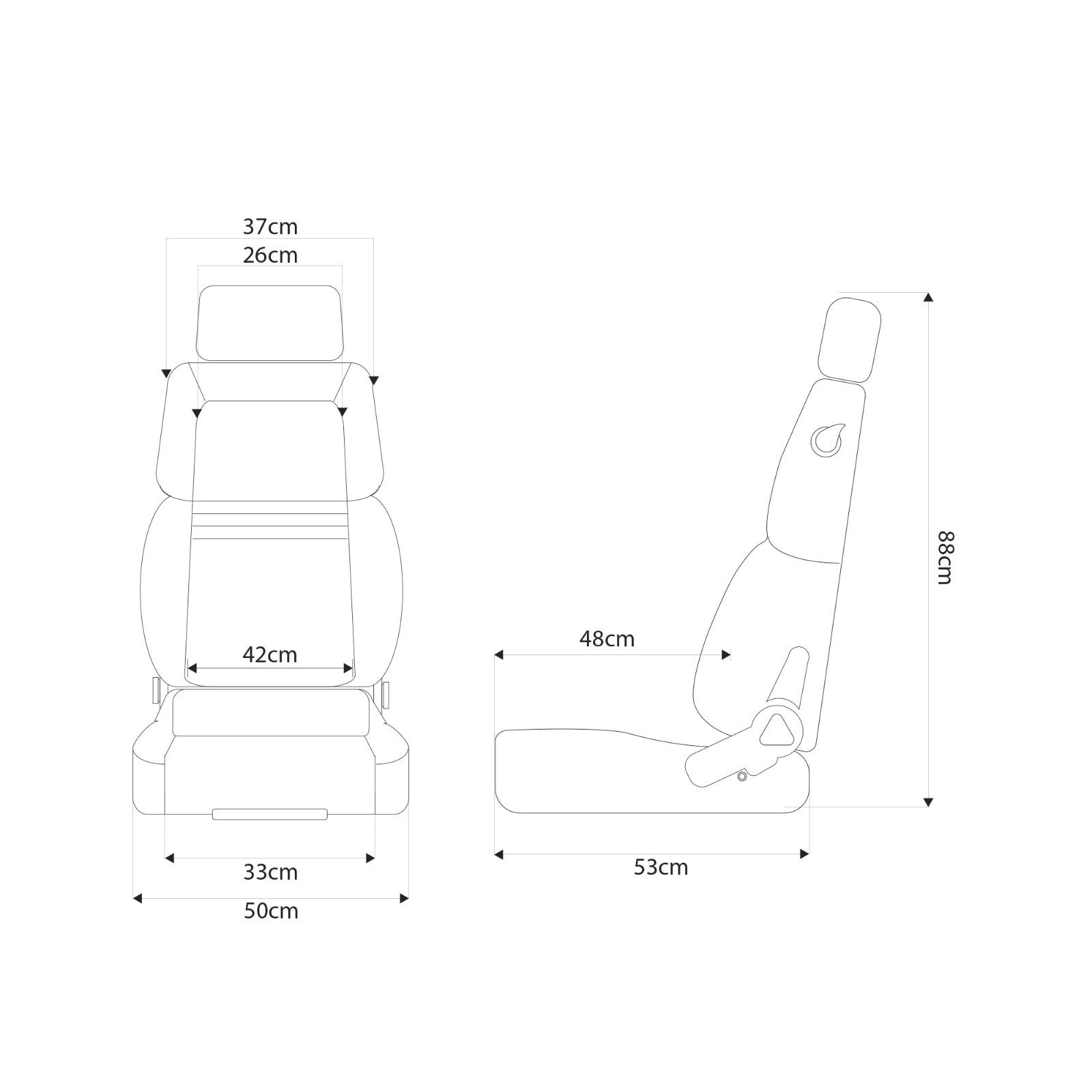 Simoni Racing Classic Sports Black Retro Universal  x1 Bucket Seat + slides