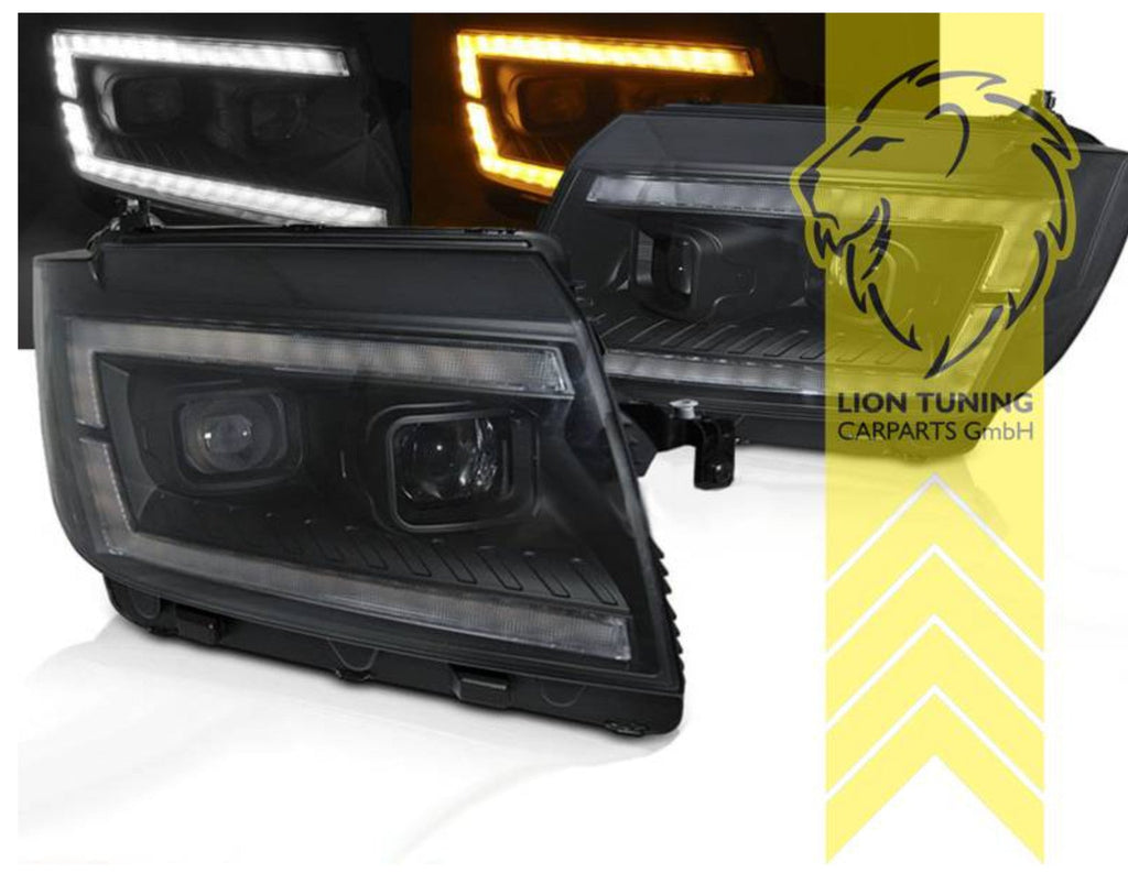 LT LED DRL Lightbar H7 Headlights VW Crafter 2 MK2 BJ MAN TGE 17+ Black LHD