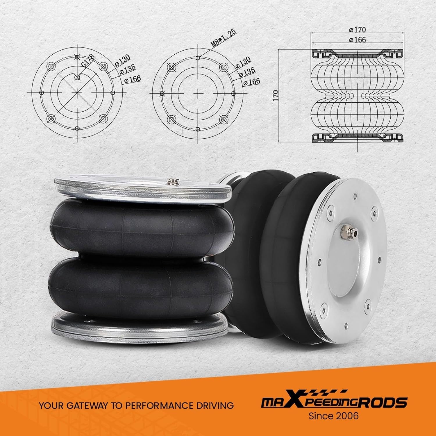 MXP Air Suspension Spring Bag + 12V Compressor Kit Ford Transit 01-20 Twin RWD